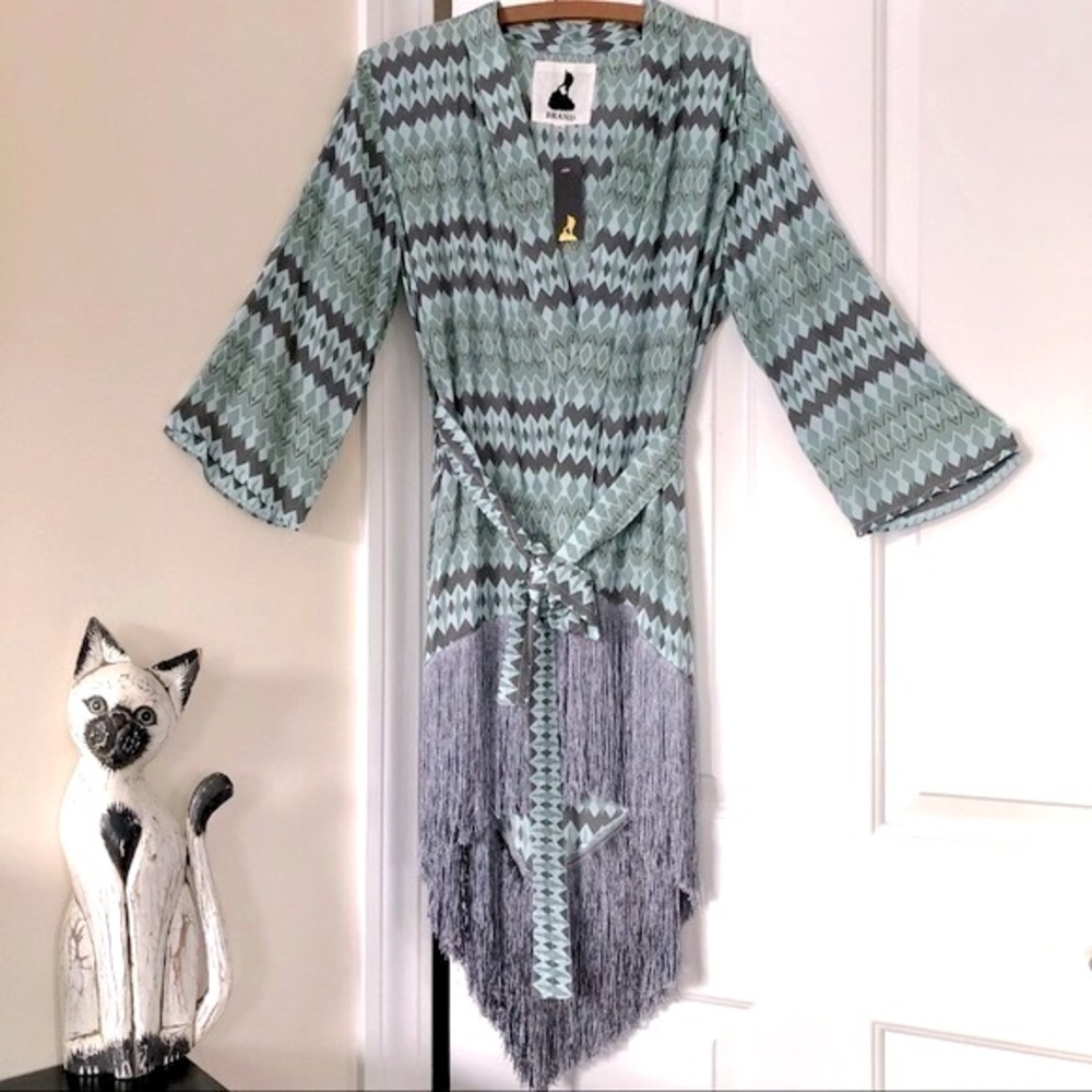 Fringe Hem Kimono, Handmade in Indonesia - Picture 3 of 9